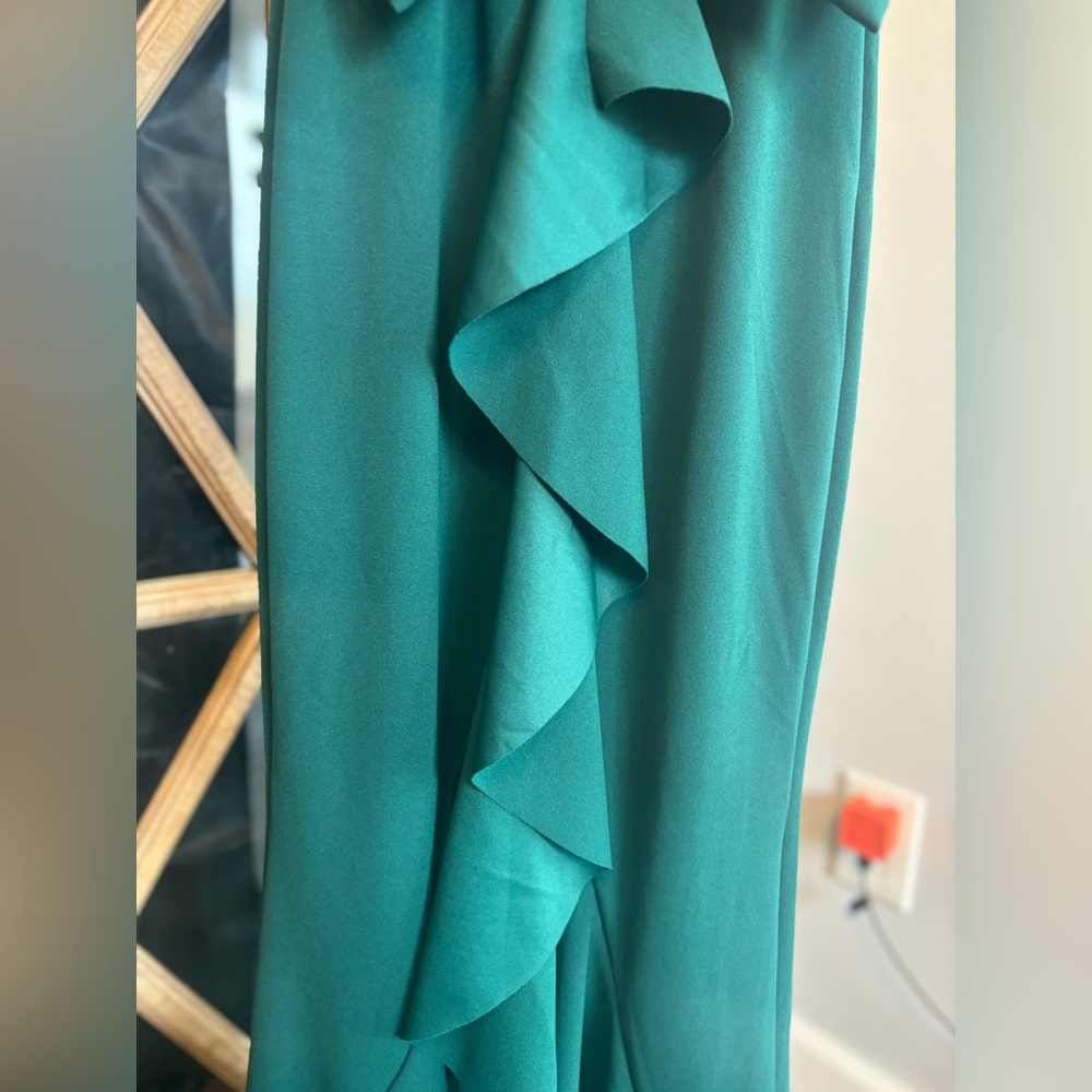 Lulus Current Exquisite Refinement Emerald Backless Bow Ruffled Maxi Dress - Picture 12 of 16